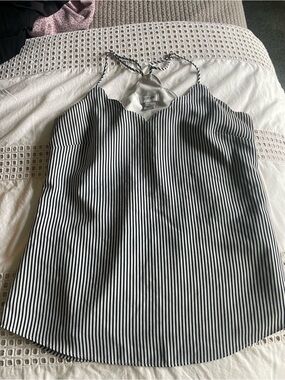 J. Crew Black and White Vertical Stripe Halter Cami